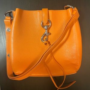 Rebecca Minkoff Orange Leather Bucket Shoulder Crossbody Purse Bag